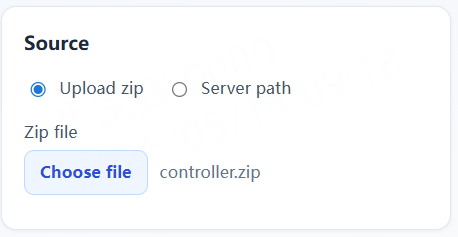 Controller plugin zip upload
