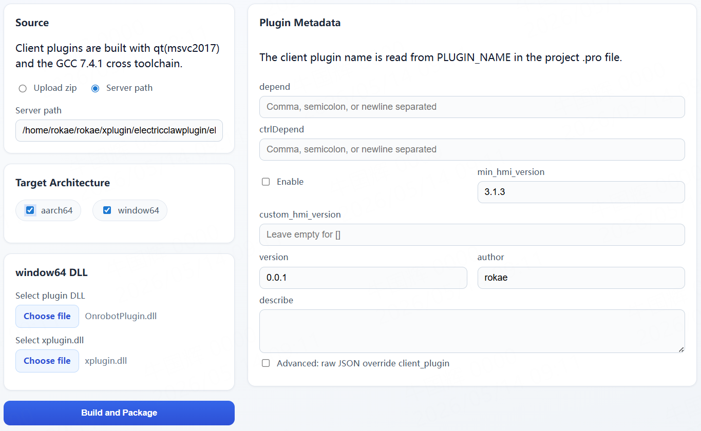 Client plugin dual-platform combined packaging